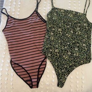 Forever 21 and Free press bundle 2-body suits small cotton thong stripes floral